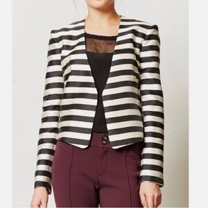 Serge Blazer  Striped Open bolero jacket size 34 xs small elegant ,